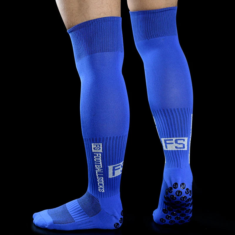 New Long FS Football Socks Men Women Sports Round Silicone Non-Slip Grip Football Socks
