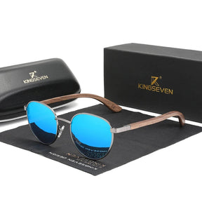 Stylish Walnut Wood Sunglasses – HD Polarized Lenses with UV400 Protection for Him & Her