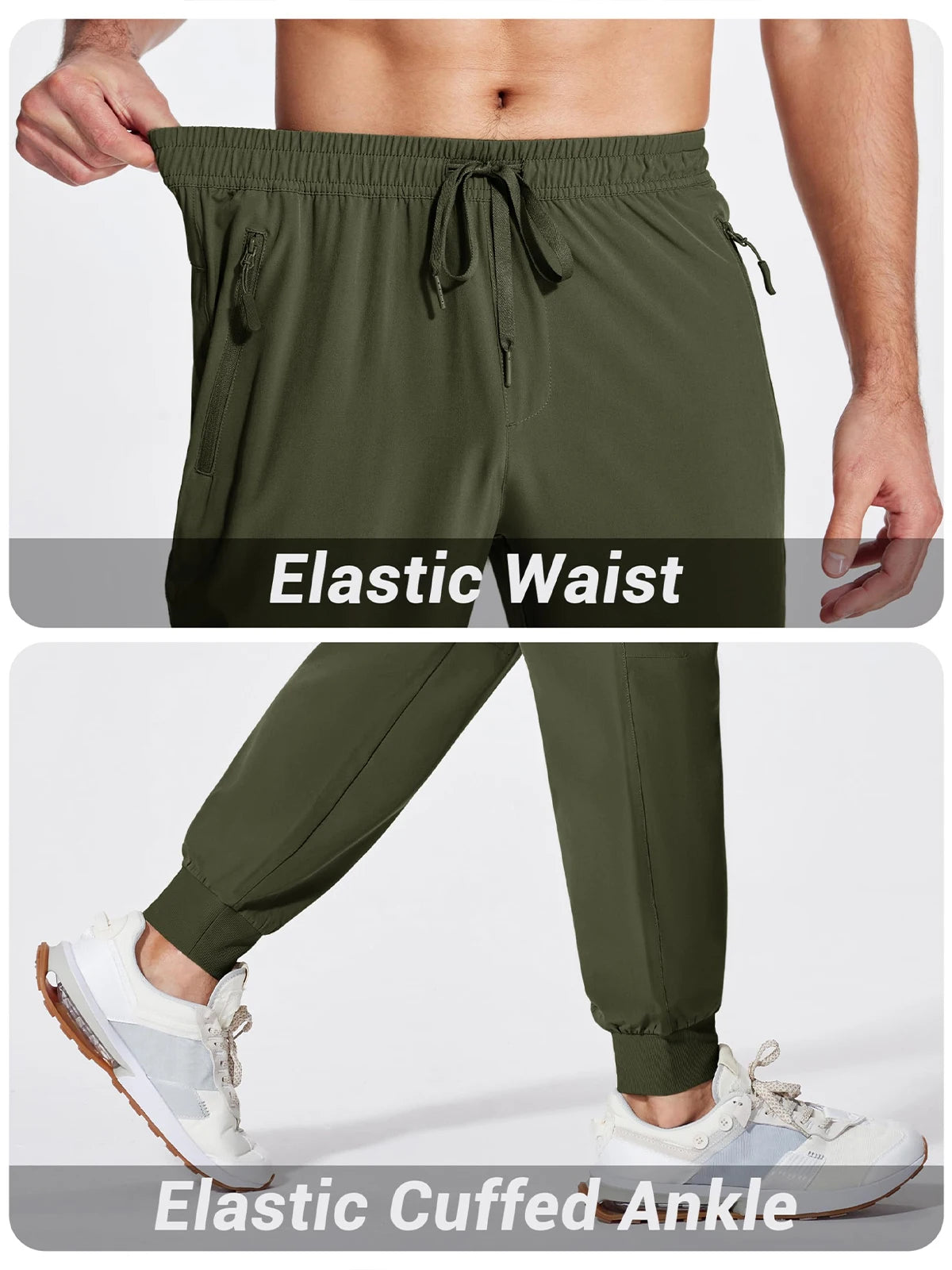 MIAMI MAG-Herren-Sportbekleidungshose, leichte, schnell trocknende Laufhose, Reißverschlusstaschen, sportliche Trainingshose, Jogger, Herren-Jogginghose