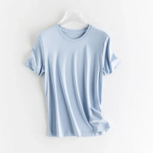T-shirt en soie et en coton mercerisé - Expérience de douceur soyeuse et de style sophistiqué - disponible en V et cou rond