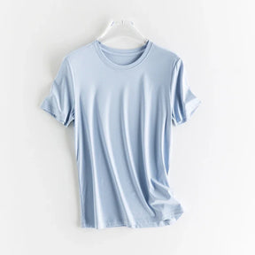 T-shirt en soie et en coton mercerisé - Expérience de douceur soyeuse et de style sophistiqué - disponible en V et cou rond