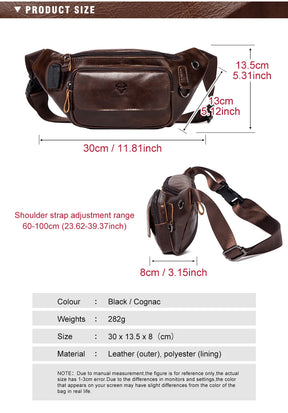 100% Genuine Leather Chest Bag unisex High-Capacity With Durable USB Charging Crossbody Bag - Free Shipping to Europe