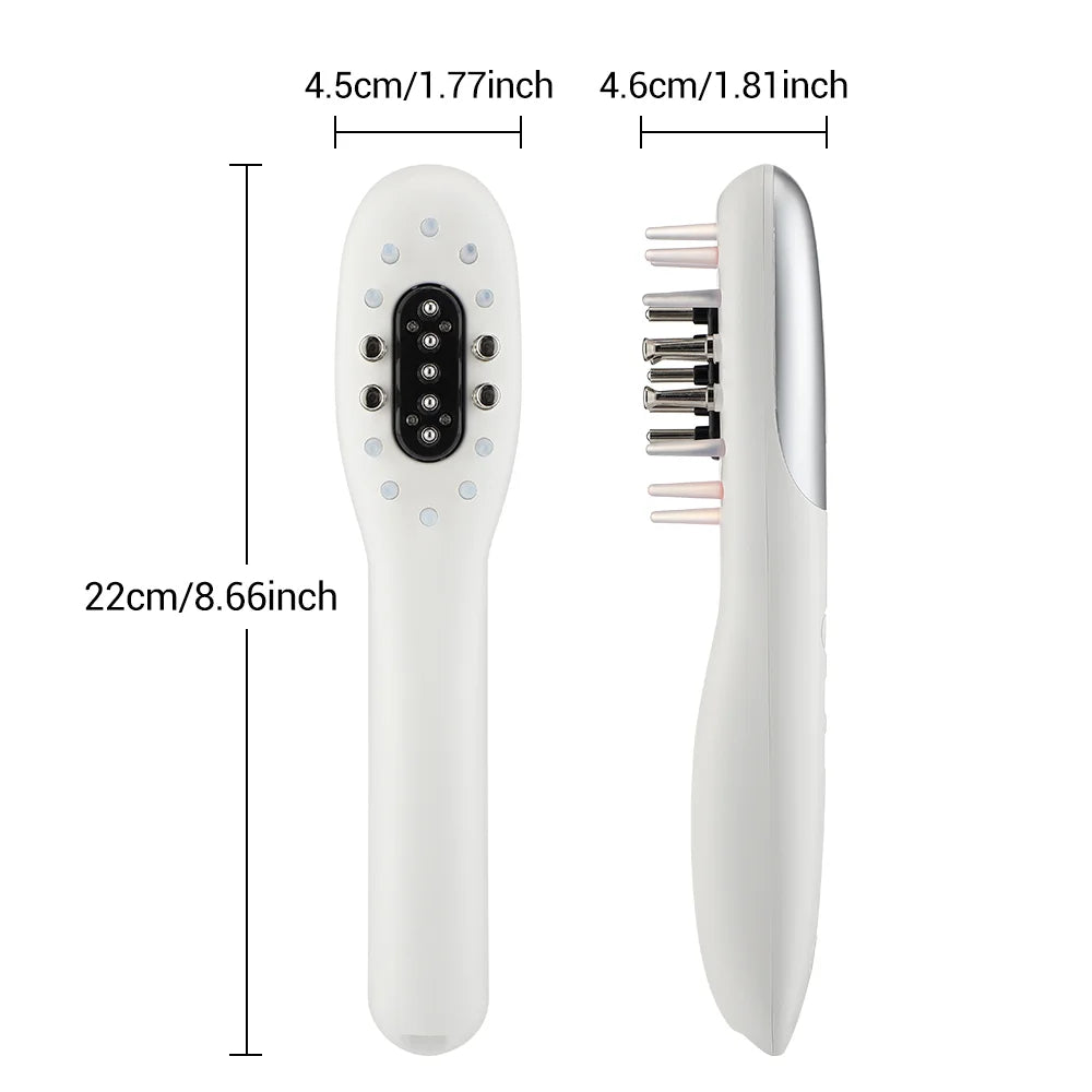 Pente massageador elétrico para couro cabeludo, ems, luz led, massageador de cabeça com aplicador de óleo de cabelo para couro cabeludo, relaxamento, crescimento do cabelo, adequado para todos os penteados