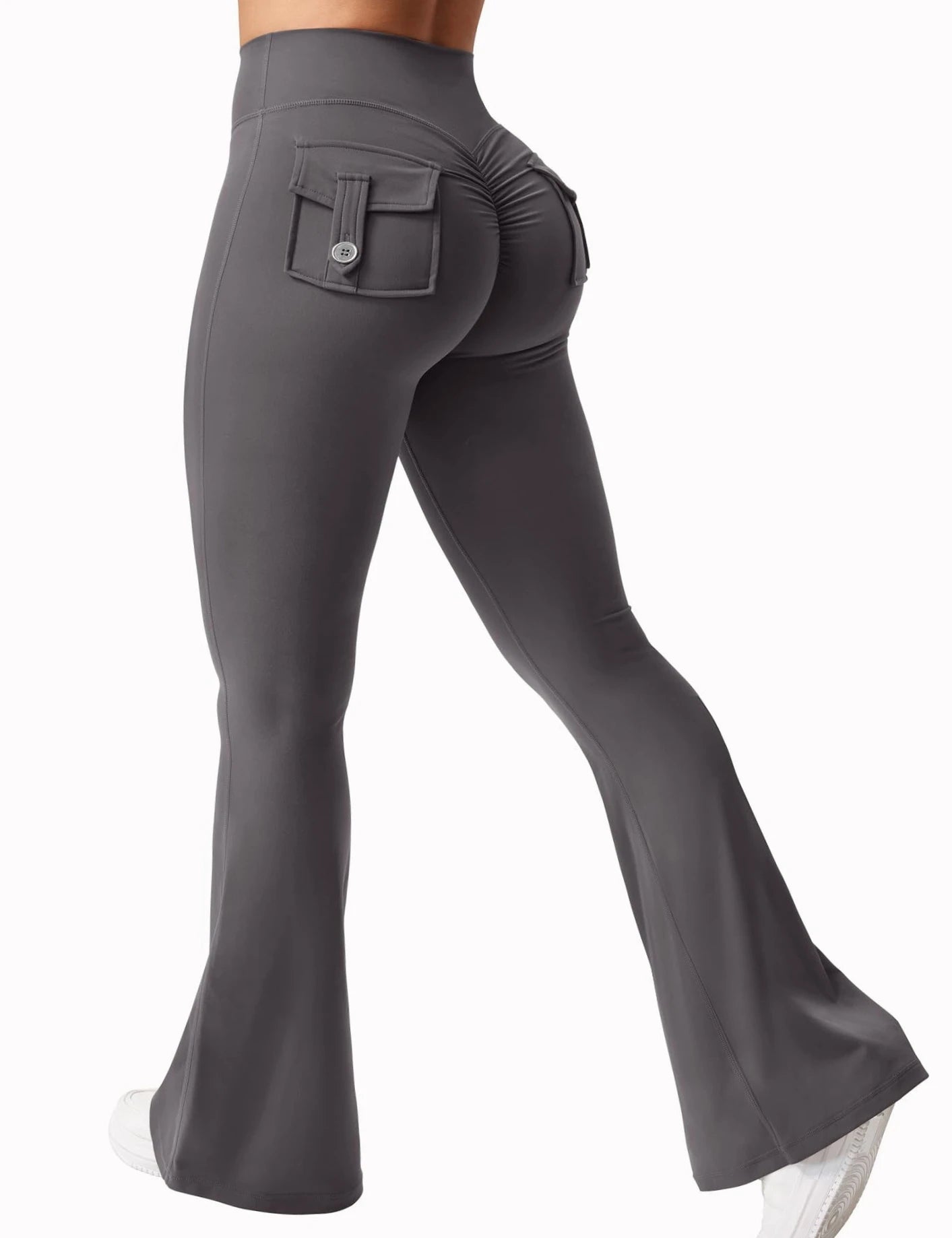 Højtaljede yogaleggings med brede ben – 4-vejs stretch med sidelommer