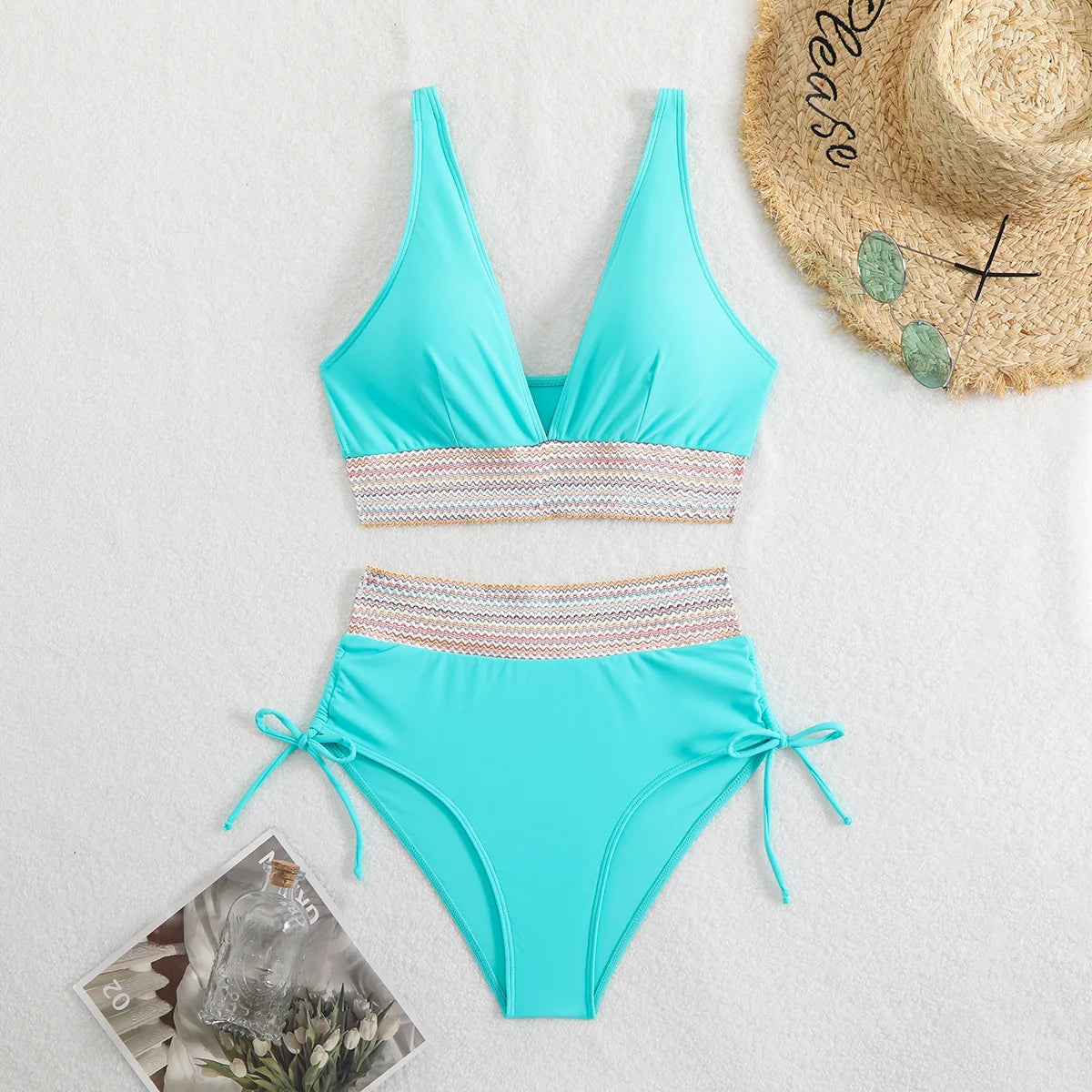 Colora solido Colorale Bikini Set di moda High Waist High Patchwork Swimwear Women Swimsuit Women Women
