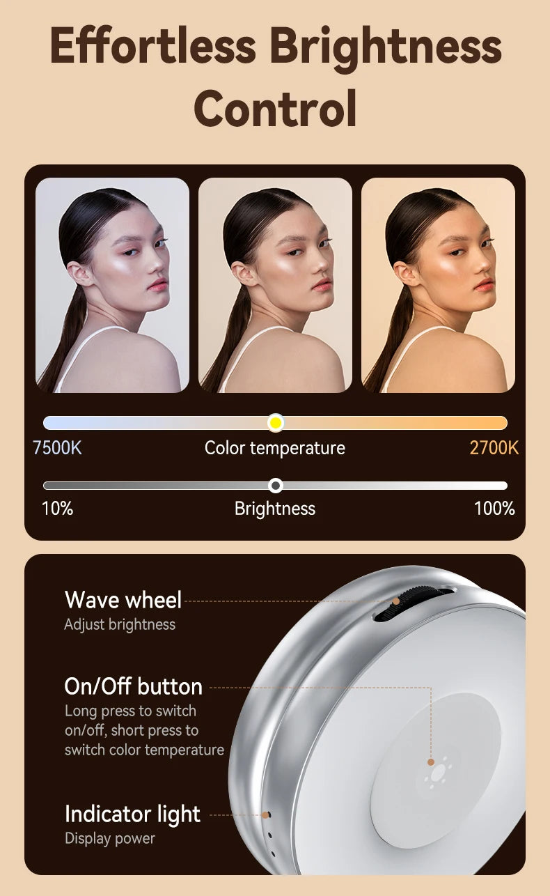 Telesin smartphone magnetische vullamp Mini selfie licht 3 modi verstelbare helderheid voor iPhone Xiaomi Huawei Samsung telefoon