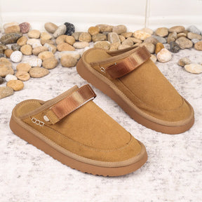 Women's Suede Gold Clog Platform Back Strap Clogs – Large Size, Casual Autumn Design