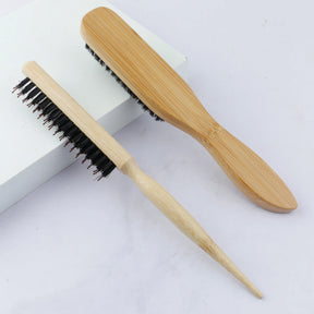 2pcs Bristle Premium Bristle Brosse avec une poignée en bambou réduit les frisottis et le brosse à poils de massage statique du cuir chevelu pour tous les types de cheveux
