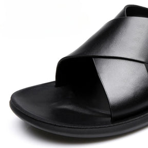Men's Leather Flip Flops – Casual Non-Slip Sandals with Soft Sole for Beach & Everyday Wear