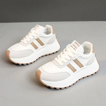 Lente/zomer damesplatform sneakers - Casual patchwork leer gevulkaniseerde schoenen