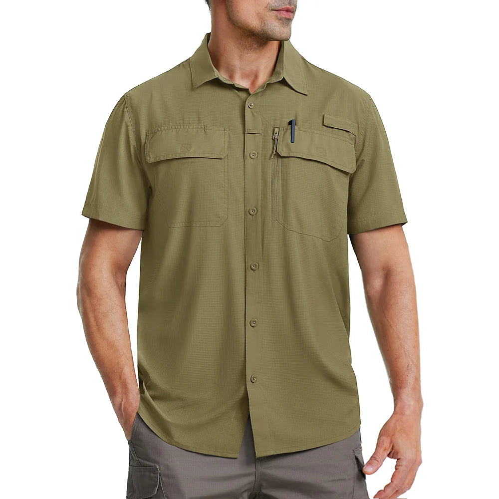 MIAMI TAC - Camicia da uomo ad asciugatura rapida - UPF 50+ & Rete traspirante - Escursionismo, pesca, campeggio, lavoro o casual