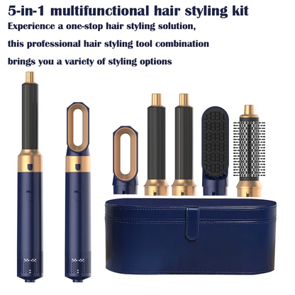 5 em 1 secador de cabelo pente de ar quente para ondular, alisar e dar volume ao cabelo com acessórios removíveis