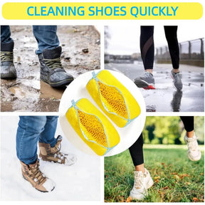 Shoe Washing Machine Bag for All Shoe Types-Yellow with Blue Zipper,Ideal for Sneakers and Casual Shoes,Laundry Wash Bag