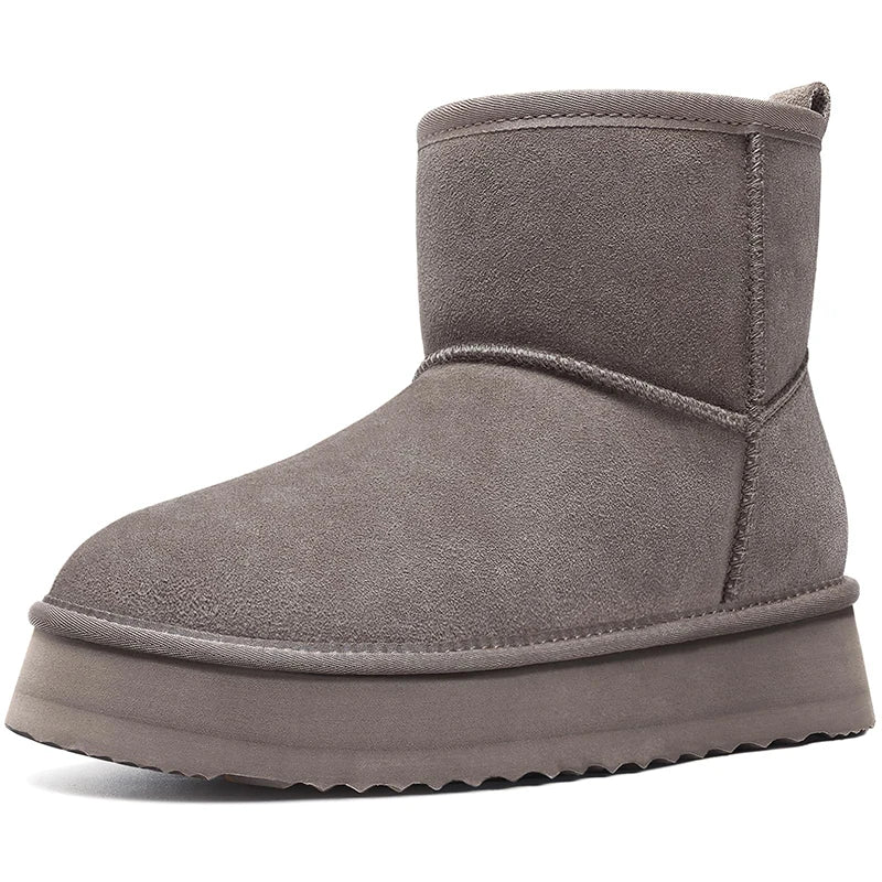 Women’s Warm Mini Mid-Calf Snow Boots – Thick-Bottomed, Fur-Lined Suede, Ultra-Comfortable Winter Shoes
