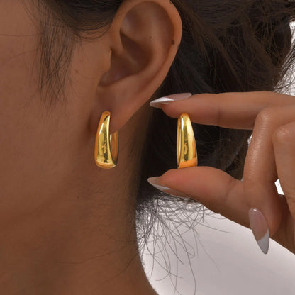 Brincos de argola de aço inoxidável simples para mulheres meninas, brinco de círculo grande cor prata dourada, joias delicadas da moda, presentes