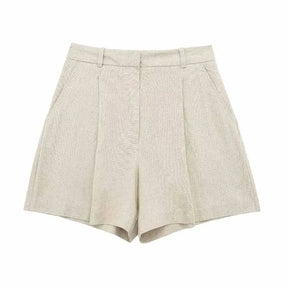 Women’s Linen Vest Shorts Set – V Neck Chic Summer Casual  Office Outfit