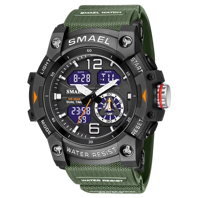 Miami Men's Sports Watch - étanche, alarme, chronomètre, rétroéclairage LED et affichage à double temps