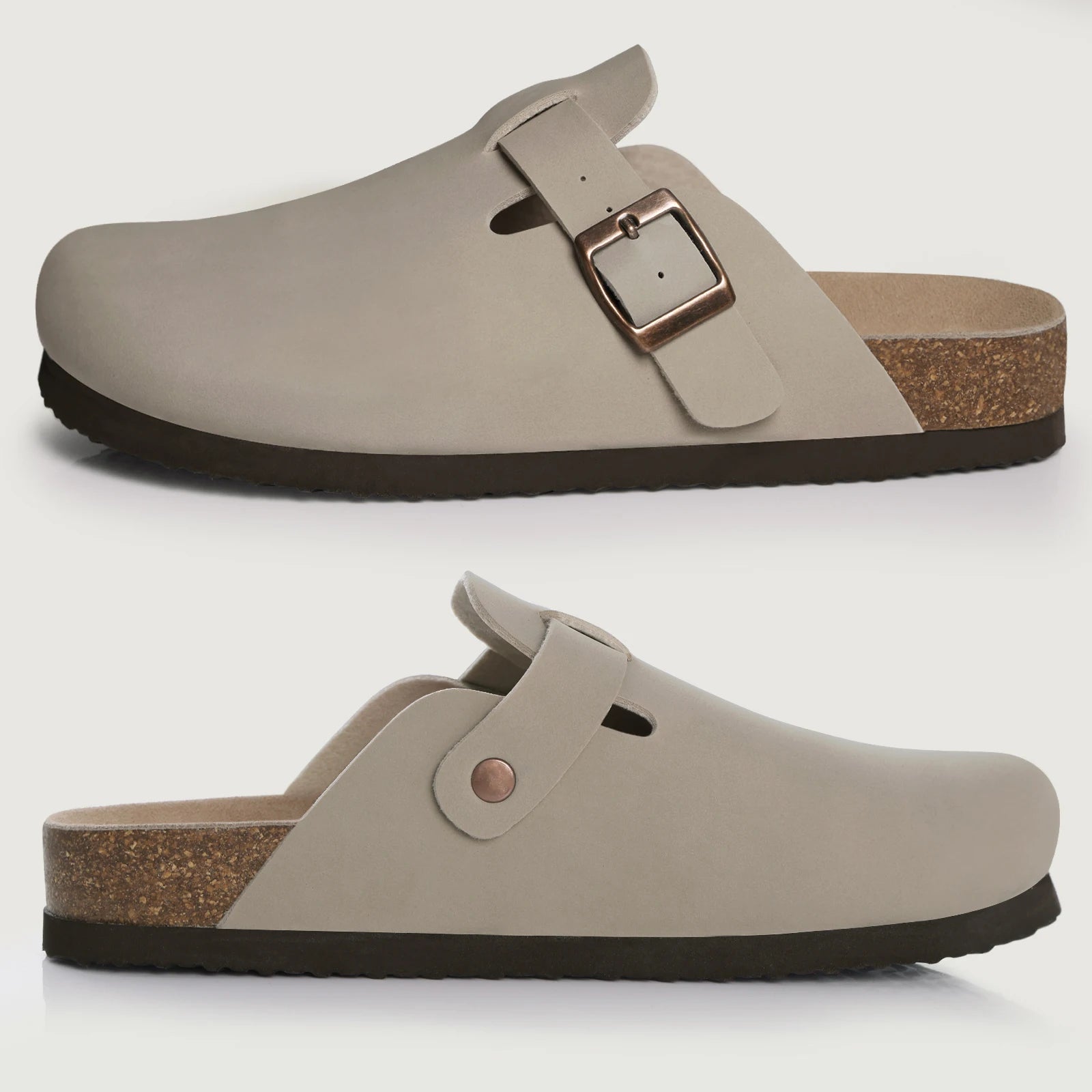 Genuine Suede Clogs – Unisex Comfort with Arch Support & Cork Footbed