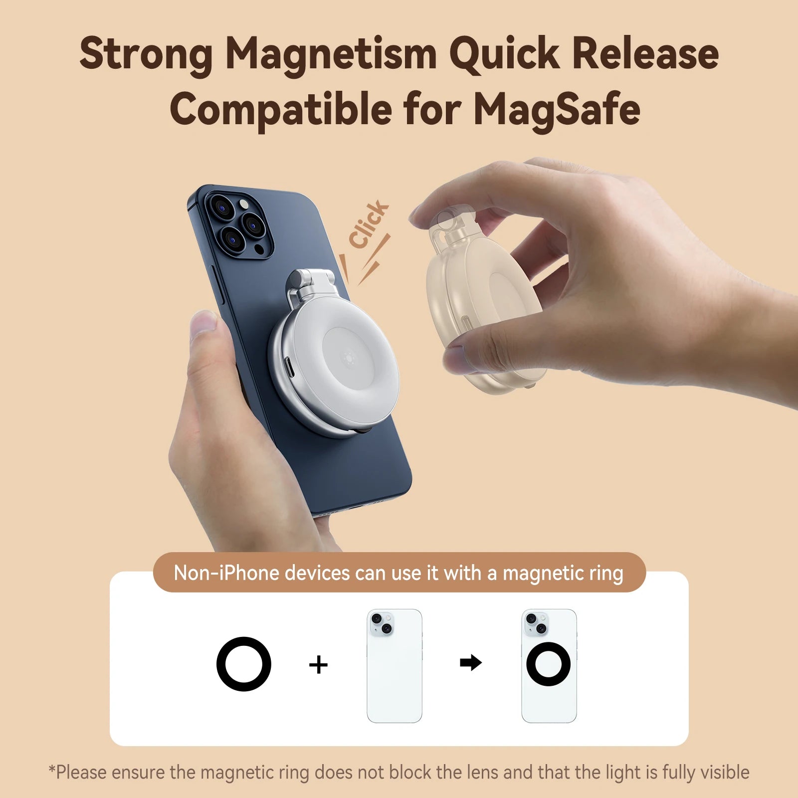 Telesin smartphone magnetische vullamp Mini selfie licht 3 modi verstelbare helderheid voor iPhone Xiaomi Huawei Samsung telefoon