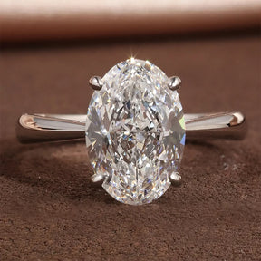 1/2/3/4CT Oval Cut Full Moissanite Engagement Rings for Women Solitaire Hidden Halo Diamond S925 Silver Wedding Band With GRA