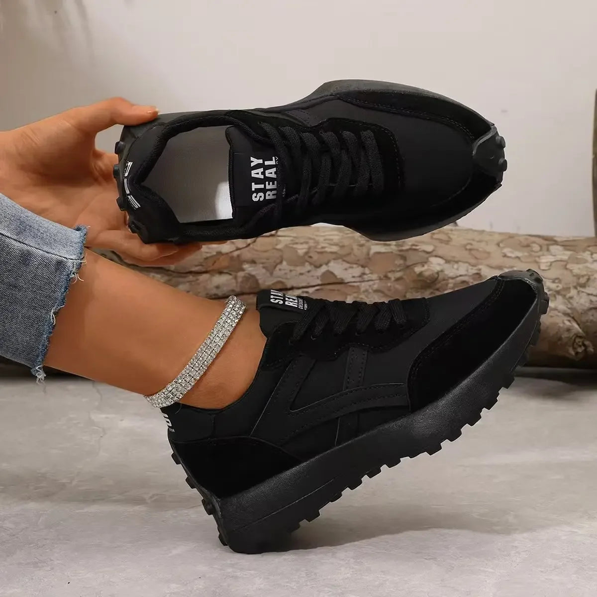 Tênis Plataforma Feminino | Leve calçado de moda de luxo nova moda lazer luz antiderrapante preto tênis de corrida designer de moda sapatos femininos