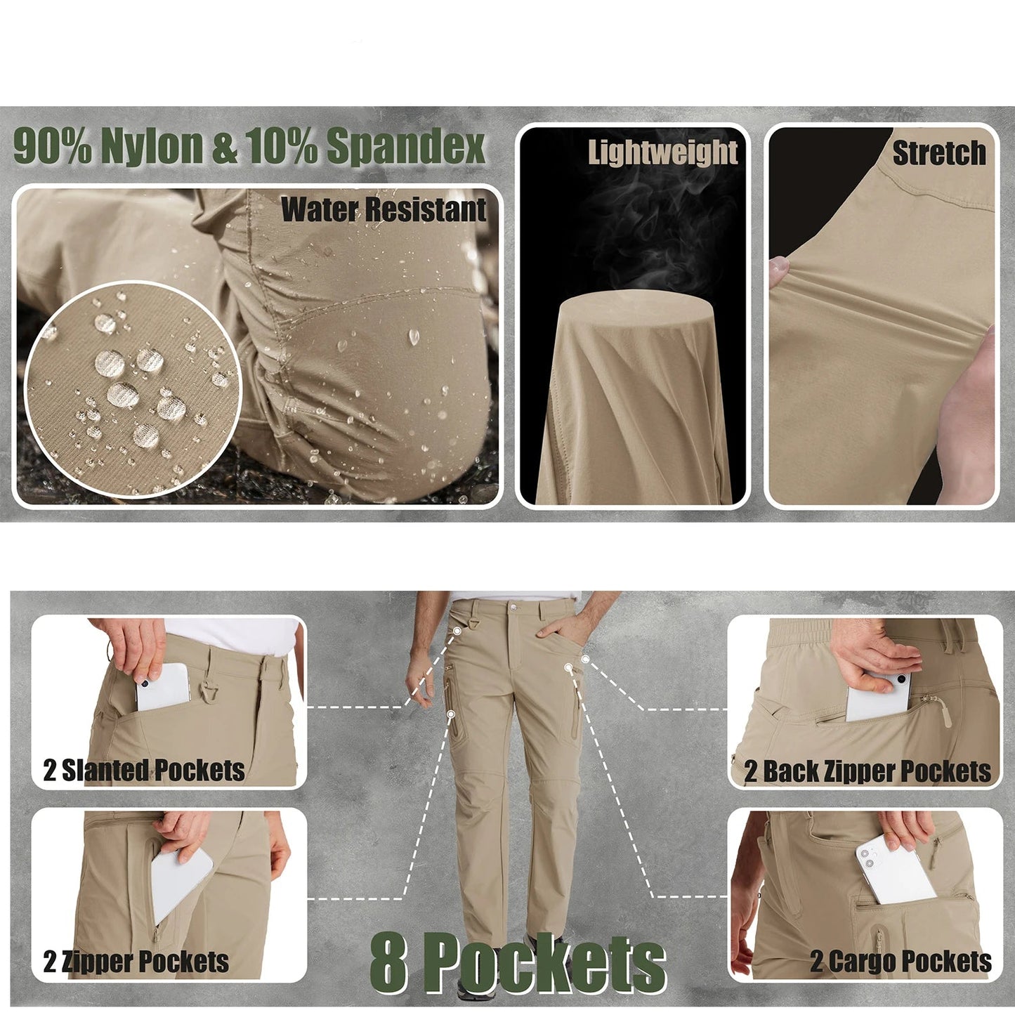 MIAMI TAC-Pantalones cargo ligeros de secado rápido para exteriores