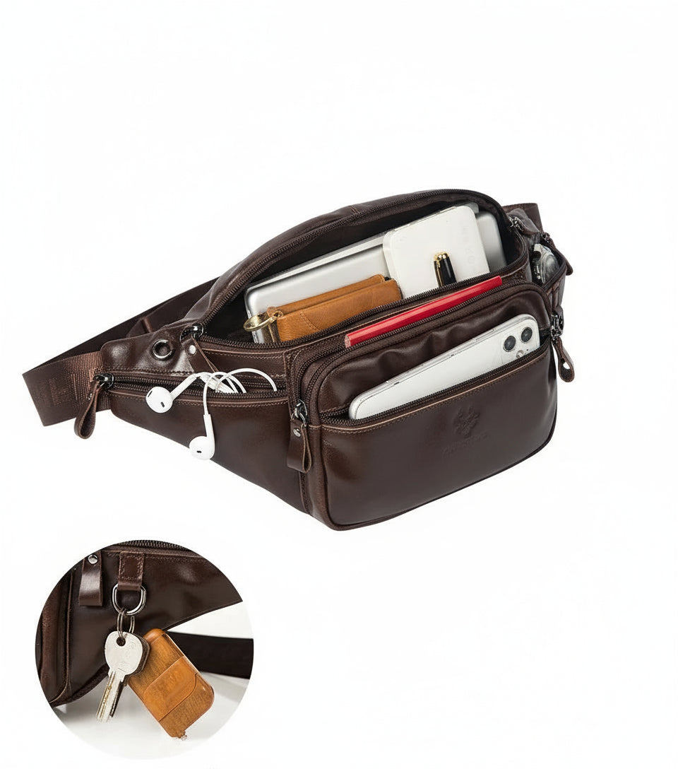 Midjeväska i äkta läder Casual Crossbody
