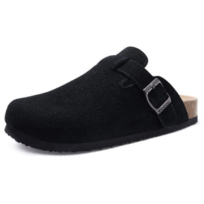 Fashion Suede Platform Mules – Soft Cork Clogs with Arch Support for All-Day Comfort