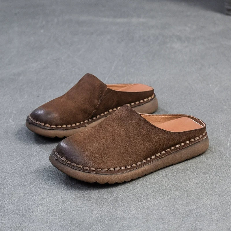Slipisti estivi in ​​pelle autentica - Sole morbida, comfort fatti a mano e stile retrò