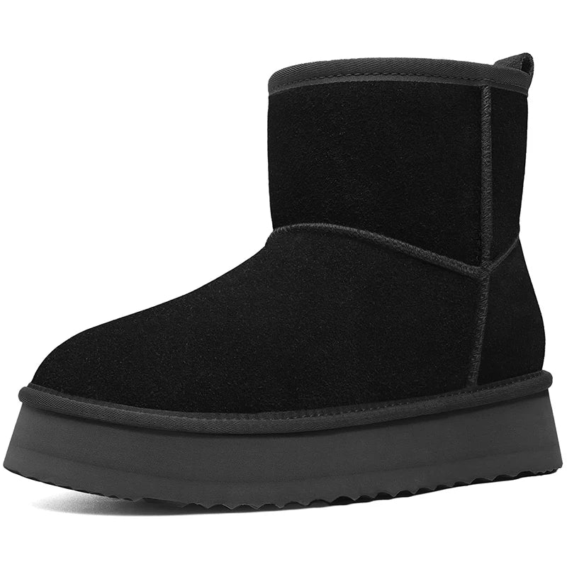 Women’s Warm Mini Mid-Calf Snow Boots – Thick-Bottomed, Fur-Lined Suede, Ultra-Comfortable Winter Shoes