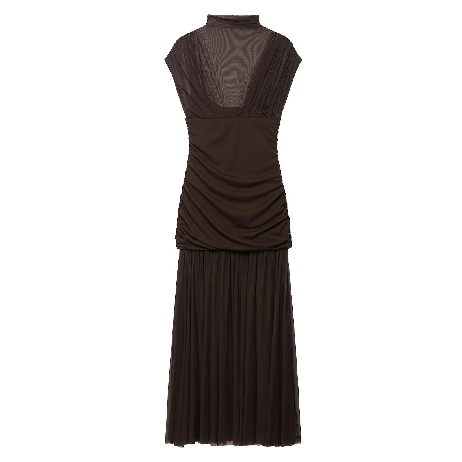 Gauze Wrinkle Splicing Long Dresses for Women Summer Backless Sexy Dress New Fashion Female Elegant Party Dresses