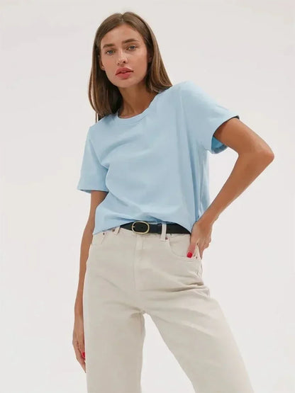 Dames T-shirt 100% katoen Basis Modieuze tops Overhemden 230g/㎡