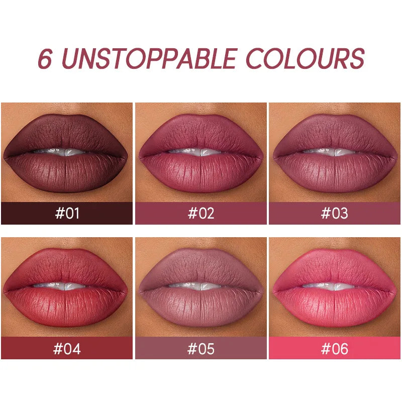 Batom Matte 2 em 1&lConjunto de Lápis Labial IP Liner com 12 Cores, Alta Pigmentação, À Prova D'Água e de Longa Duração - Maquiagem para os Lábios