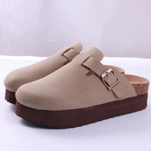 Fashion Suede Platform Mules – Soft Cork Clogs with Arch Support for All-Day Comfort