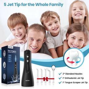 Water Flosser Cordless Oral Irrigator for Teeth Cleaning Denture Brushes for Home Travel 5 Dental Tips IPX7 Portable