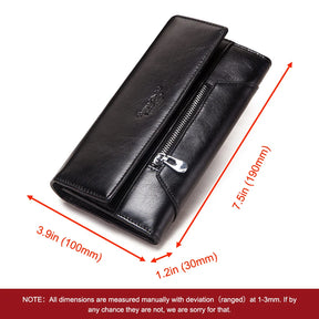 MIAMI DESIGN HUMER™ Women’s RFID Genuine Cowhide Leather Wallet – Anti-Theft & Anti-Pickpocket Long Clutch