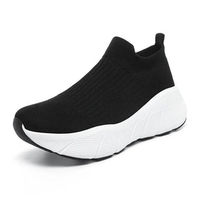 Fashion Platform Sports Shoes High Top Knit Casual Sneakers Lightweight Breathable Slip-on Running Shoes