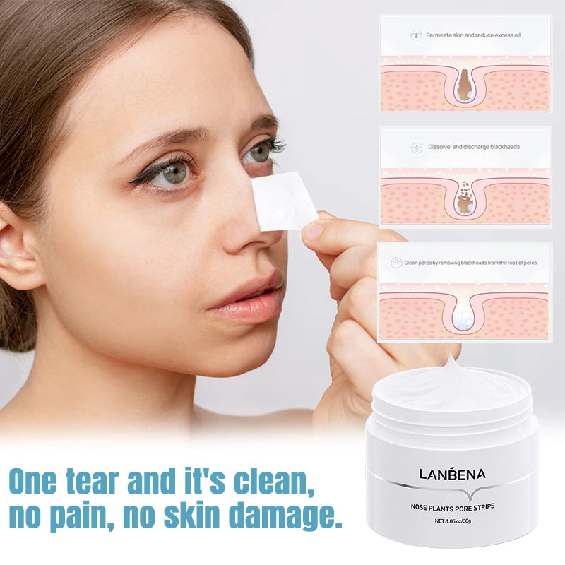 LANBENA Blackhead Remover Peel Off Mask Aloe Vera Extract Oil Control Nose Mask with 180pcs Cleanses for Deep Clean Hydrating