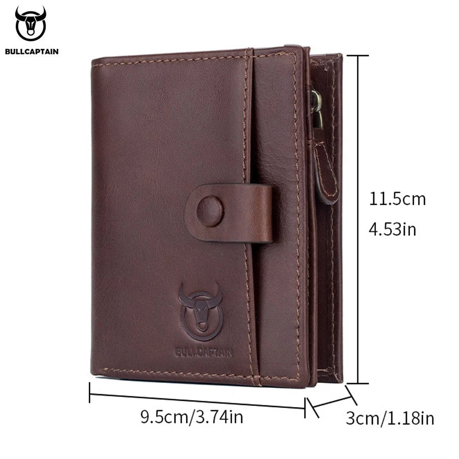 BULLCAPTAIN™ RFID Men’s Genuine Leather Wallet – Anti-Theft & Anti-Pickpocket -Zipper Coin &Card Holder