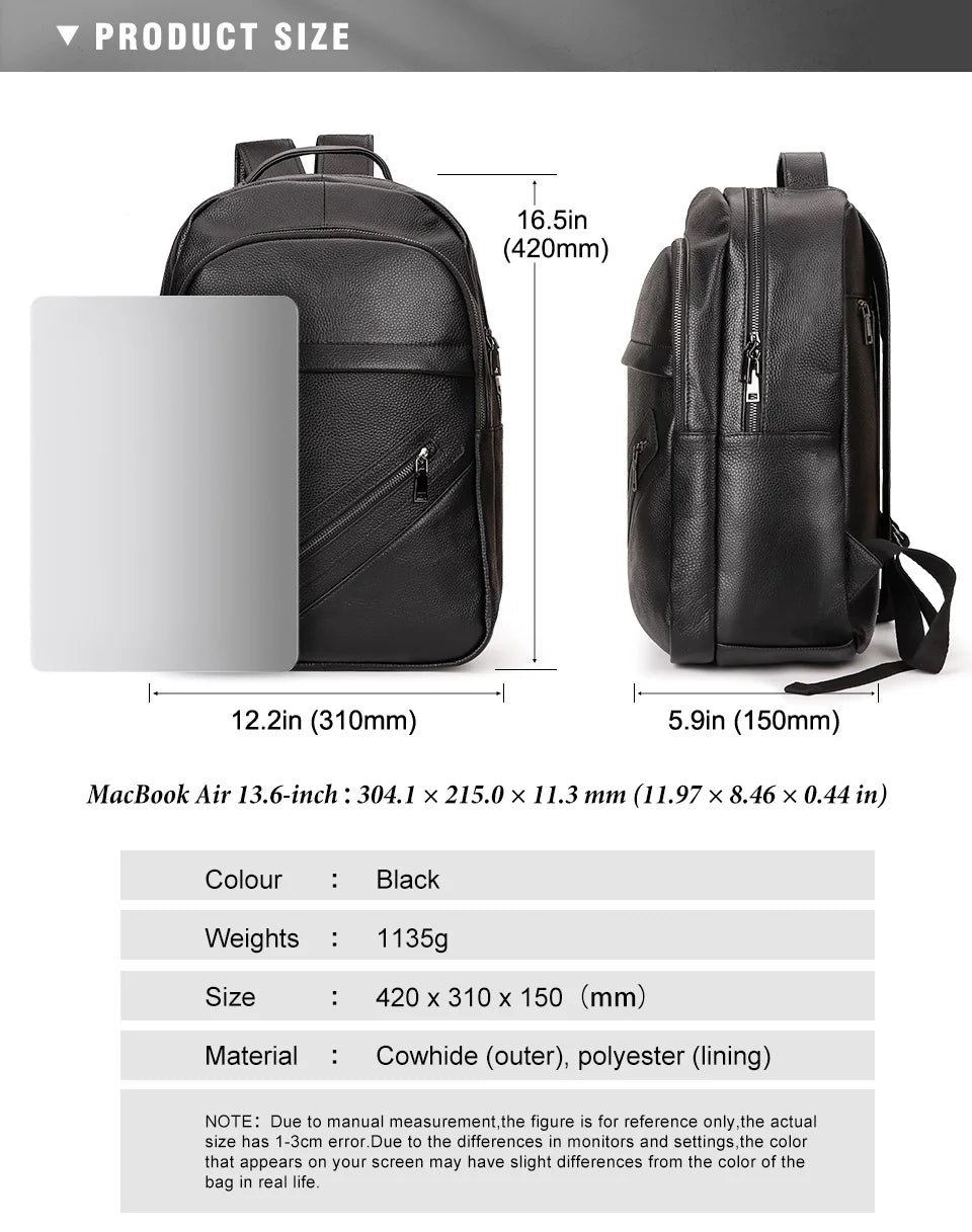 Genuine Leather Unisex Backpack – Elegance Meets Everyday Function