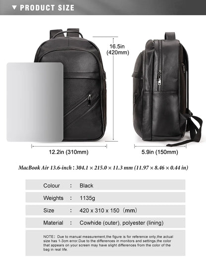Genuine Leather Unisex Backpack – Elegance Meets Everyday Function