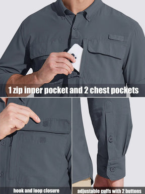 MIAMI TAC Men’s Quick-Dry Long Sleeve Shirt – UPF 50+ Sun Protection, Breathable Mesh & Outdoor Performance