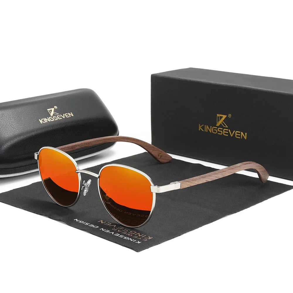 Stylish Walnut Wood Sunglasses – HD Polarized Lenses with UV400 Protection for Him & Her