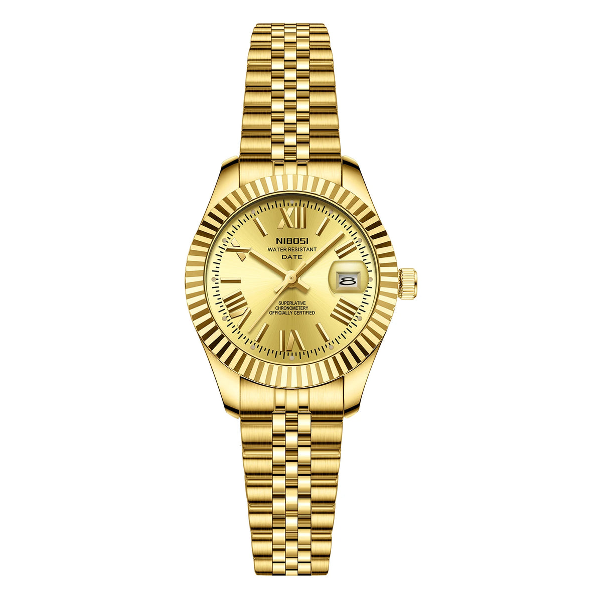 MIAMI EXPRESS NIBO-Elegant Waterproof Stainless Steel Women's Watch – Luminous Dial, Date Display, Quartz Movement