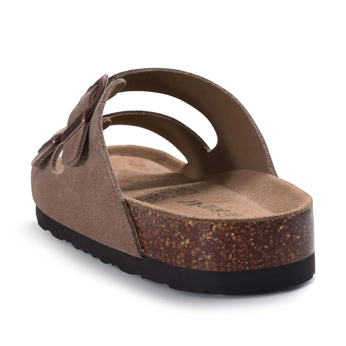 Klassiska unisex korksandaler rutschkanor i ko mocka med valvstöd Anti-halk unisex tofflor med justerbart spänne