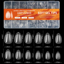 600 PCS GEL SOFT X PIBLES DE NOUVELLES FOURNES, COUVERTURE FULLE FAUX TEPPORTS NOIDS POUR GEL Nails en acrylique, Amande Nail Amande Extra Amande Medium carré