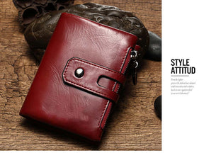 Design de Miami - Humer ™ Retro Wallet Unisex RFID - Anti -theft - anti -pickpocket -genuine cuero de cuero con cremallera soporte de monedas de monedas de monedas de monedas