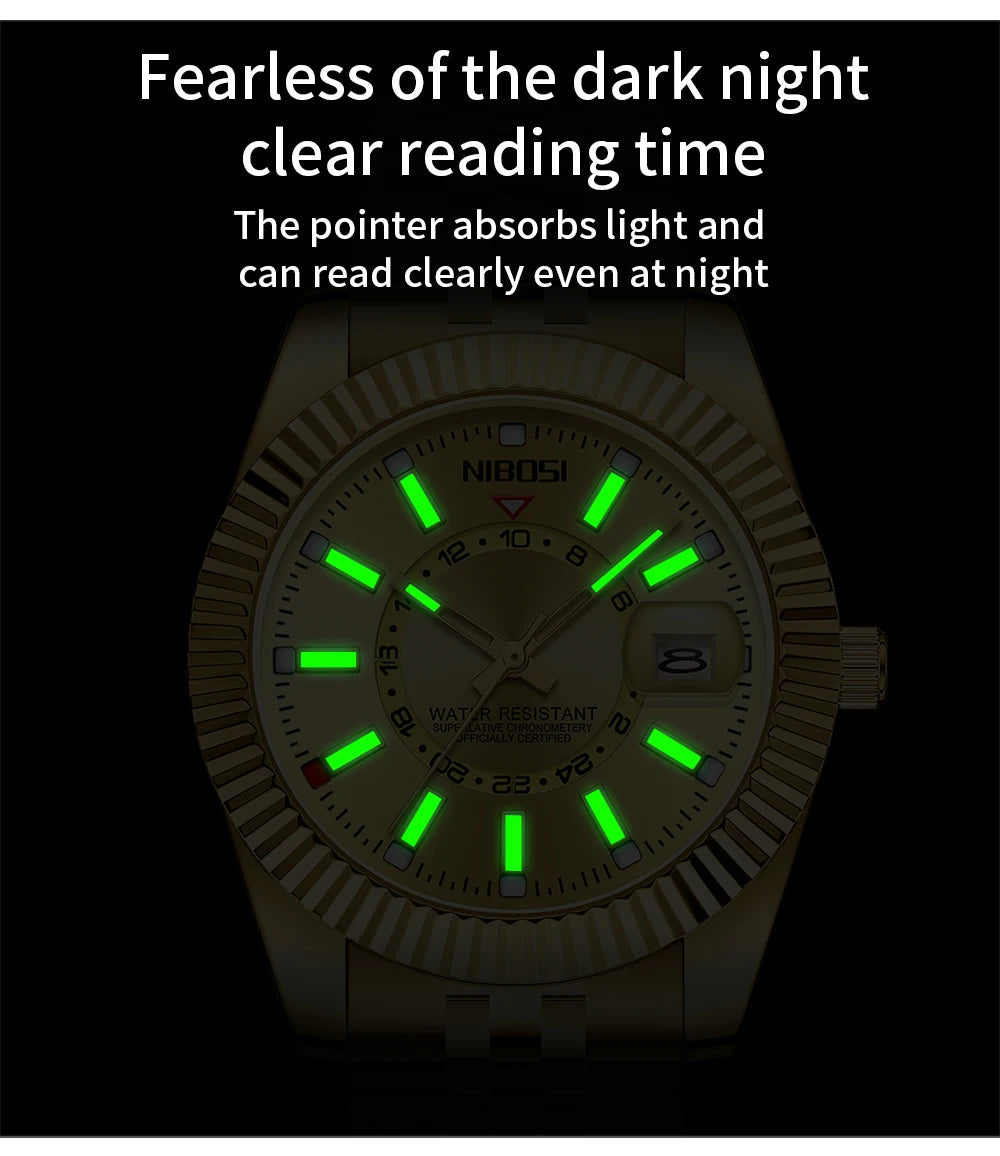 Miami Express Nibo - Orologio da polso di lusso per uomo Sport impermeabile da uomo luminoso da uomo orologio in acciaio inossidabile inossidabile