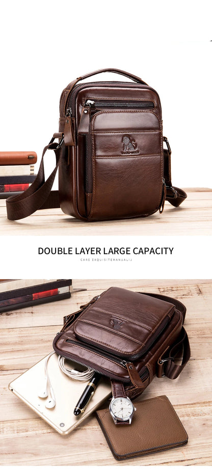 Men’s Retro Leather Crossbody – Premium Cowhide, Timeless Style & Everyday Functionality