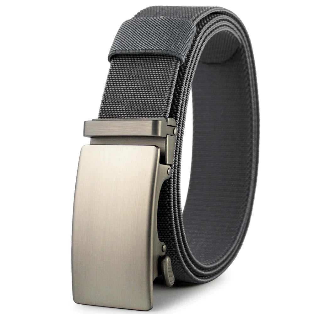 Sports Elastic Tactical Belt – Automatic Metal Buckle, Stretch Nylon Military Unisex Belt (115–150CM)